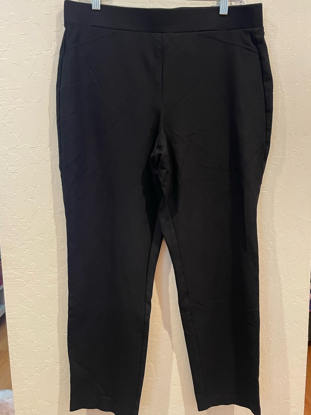 Michael Kors Black Ponte Pull-On Ankle Pants Stretch Knit Straight Leg L